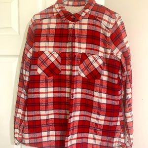 Sherpa lined flannel. Red Plaid. Size L.
